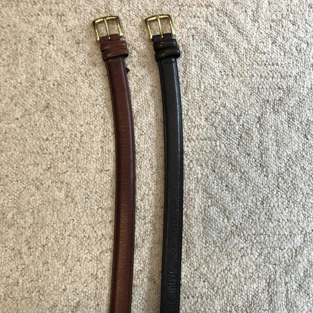 Roundtree & Yorke (2) 1 Black 1 Brown Full Grain Cowhide Dress Belt Men's 48/120 - Picture 2 of 16